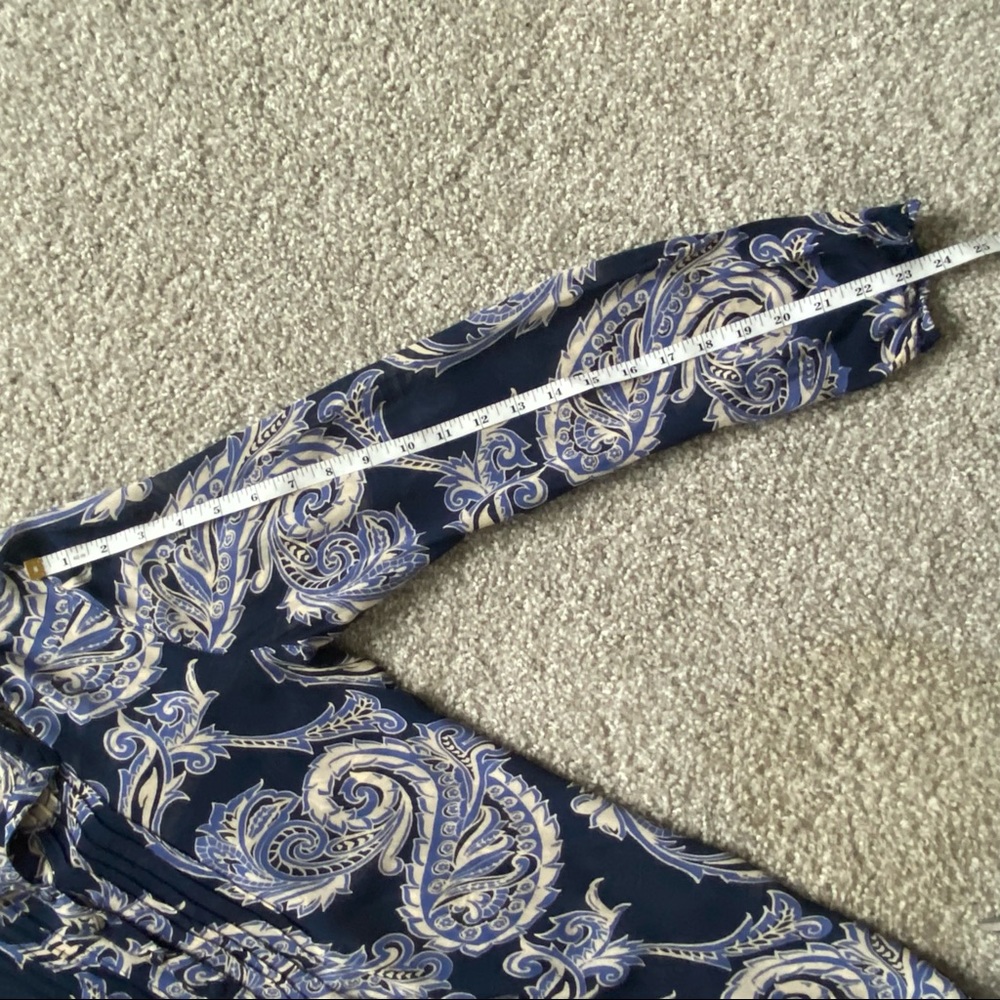 LUCKY BRAND Blue Paisley Sheer Long Sleeved Blouse - Picture 7 of 11